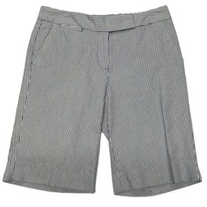 Talbots Nautical‎ Bermuda Shorts Size 2 Seersucker Cotton Blue Striped Classic